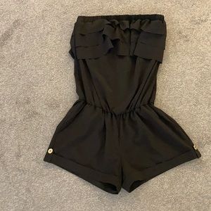Black strapless romper